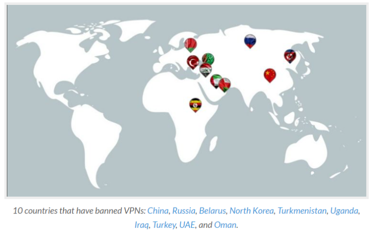 VPN 사용 금지 국가 이미지